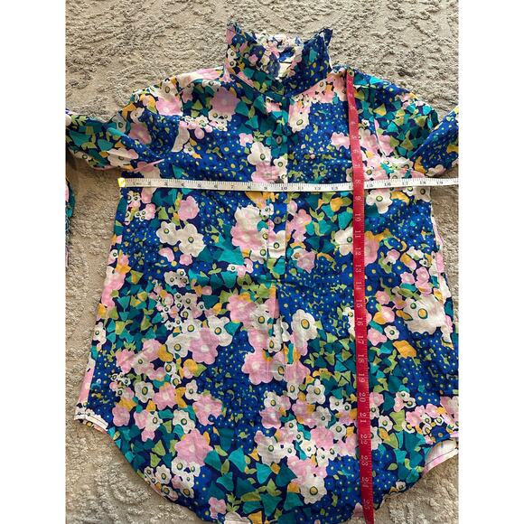 Tuckernuck Teagan Floral Popover Shirt 3/4 Sleeve Top Sz. XS - Picture 4 of 9